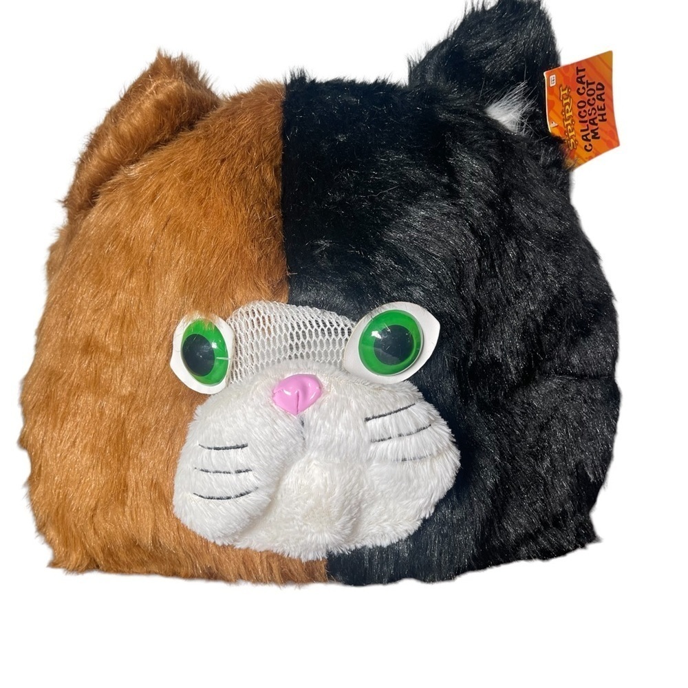 Spirit Calico Cat Mascot Head Halloween Mask Costume 🎃 🐱